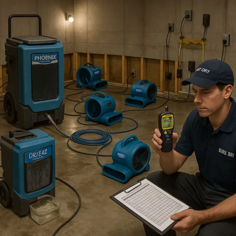 Structural Drying and Dehumidification process in Lantana, TX